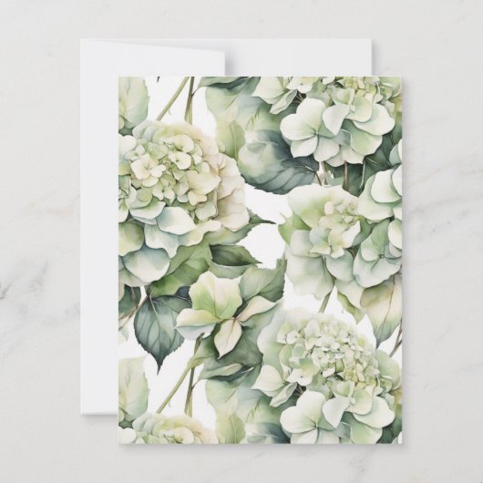 Elegante weiße, grüne Hydrangeas mit Blumen Dankeskarte (Rückseite)