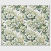 Elegante weiße, grüne Hydrangeas mit Blumen Geschenkpapier (Flach)
