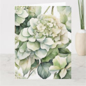Elegante weiße, grüne Hydrangeas mit Blumen Karte (Vorderseite)