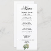 Elegante weiße, grüne Hydrangeas mit Blumen Menükarte (Vorne/Hinten)