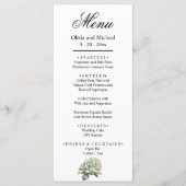 Elegante weiße, grüne Hydrangeas mit Blumen Menükarte (Vorderseite)