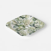 Elegante weiße, grüne Hydrangeas mit Blumen Pappteller (Gewinkelt)