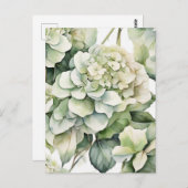 Elegante weiße, grüne Hydrangeas mit Blumen Postkarte (Vorne/Hinten)