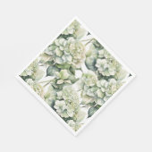 Elegante weiße, grüne Hydrangeas mit Blumen Serviette (Ecke)