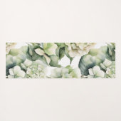 Elegante weiße, grüne Hydrangeas mit Blumen Yogamatte (Rückseite (Horizontal))