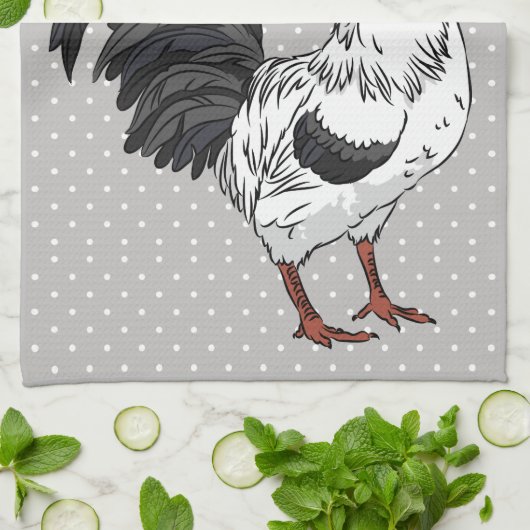 Elegante weiße Hahn-Geschirrtücher Geschirrtuch (Gefaltet)