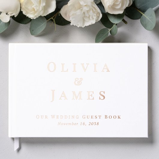 Elegante weiße Hochzeit Gästebuch