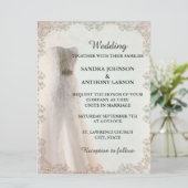 Elegante weiße Hochzeitseinladung, Hochzeitskleid Einladung (Stehend Vorderseite)