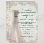 Elegante weiße Hochzeitseinladung, Hochzeitskleid Einladung (Vorne/Hinten)