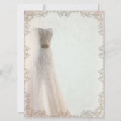 Elegante weiße Hochzeitseinladung, Hochzeitskleid Einladung (Rückseite)