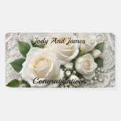 Elegante weiße Hochzeitstiege und Rose, Banner (Horizontal)