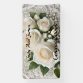 Elegante weiße Hochzeitstiege und Rose, Banner (Vertikal)
