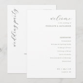 Elegante weiße Hochzeitszeremonie Programm (Vorne/Hinten)