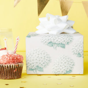 Elegante Weiße Hortensie Türkis Geschenkpapier