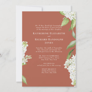 Elegante weiße Hortensien-Hochzeit Cinnamon IV Einladung