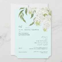 Elegante weiße Hortensien-Seafoam-Brautparty