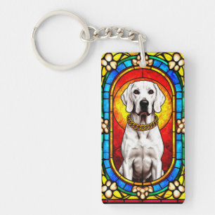 Elegante weiße Hundekunst Schlüsselanhänger