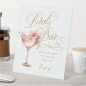 Elegante weiße Imitats Gold Pink Petals Bar Sockelschild (In Situ)