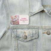 Elegante weiße Katze in Gold und Diamanten Namensschild (Beispiel)