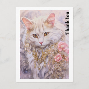Elegante weiße Katze in Gold und Diamanten Vielen  Postkarte
