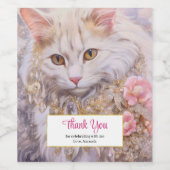 Elegante weiße Katze in Gold und Diamanten Vielen Weinetikett (Einzelnes Label)