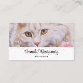 Elegante weiße Katze in Gold und Diamanten Visitenkarte (Vorderseite)