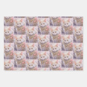 Elegante weiße Katze in Jewels Pattern Geschenkpapier Set (Vorderseite)