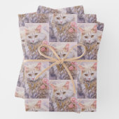 Elegante weiße Katze in Jewels Pattern Geschenkpapier Set (Beispiel)