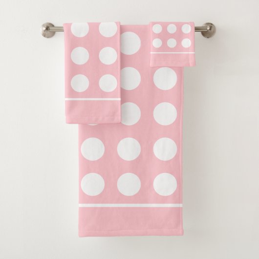 Elegante weiße Kreise auf hellrosa Badhandtuch Set (Insitu)