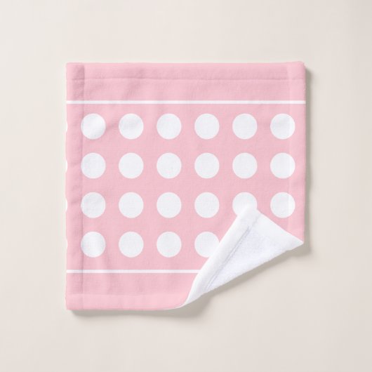 Elegante weiße Kreise in hellrosa mit Mama in Badhandtuch Set (Waschlappen)