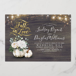 Elegante weiße Kürbis fallen in Liebe Hochzeit Folieneinladung