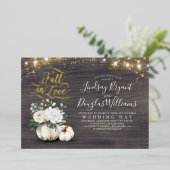 Elegante weiße Kürbis fallen in Liebe Hochzeit Folieneinladung (Stehend vorne)