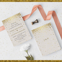Elegante weiße Leder-Gold-Konfetti-Hochzeit