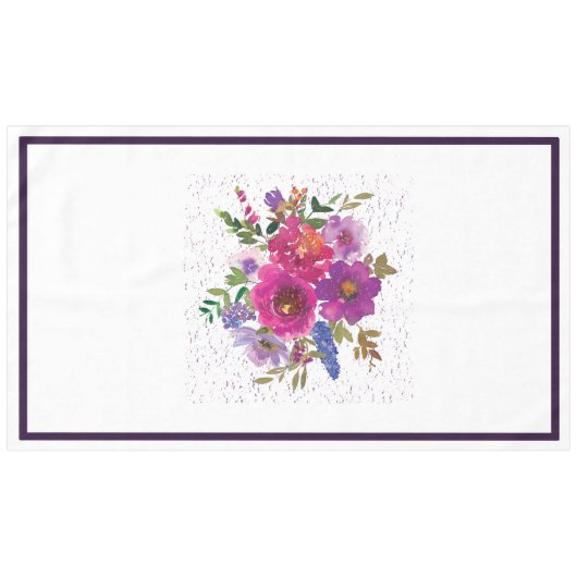 Elegante weiße Lila Blume Hochzeitstablette Tischdecke (Vorderseite (Horizontal))
