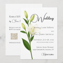 Elegante weiße Lilien-Hochzeitseinladung