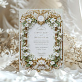 Elegante weiße Lilien mit Imitats Gold Einladung