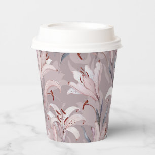 Elegante weiße Lilien-Papier-Tasse Pappbecher