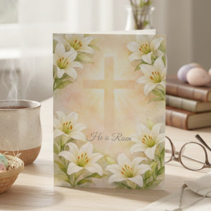 Elegante weiße Lilienkreuz-Ostern christliche Reli Feiertagskarte
