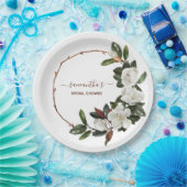 Elegante weiße Magnolia-Blume, Brautparty Pappteller (Party)