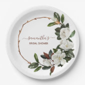 Elegante weiße Magnolia-Blume, Brautparty Pappteller (Vorderseite)