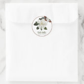 Elegante weiße Magnolia-Blume, Brautparty Runder Aufkleber (Tasche)