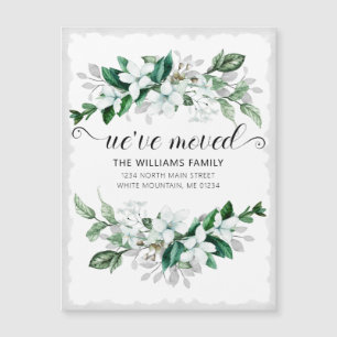 Elegante Weiße Magnolia Wasserfarben Magnetkarte