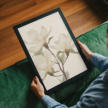 Elegante weiße Magnolie Wasserfarben-Zweig-Wandkun