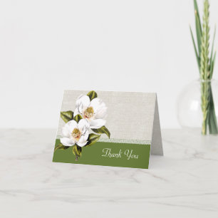 Elegante weiße Magnolien Hochzeit Danke