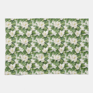 Elegante weiße Magnolienblüten nahtlos Geschirrtuch
