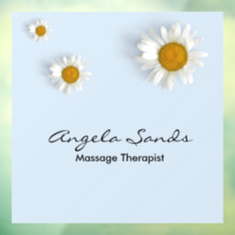 Elegante weiße Margeriten blau Fensteraufkleber