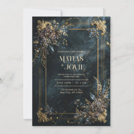 Elegante weiße Marmor Gold geometrische florale Ho Einladung