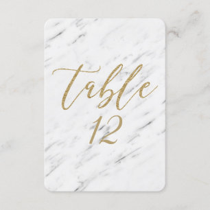Elegante weiße Marmor- und Gold-Hochzeitstischnumm Einladung