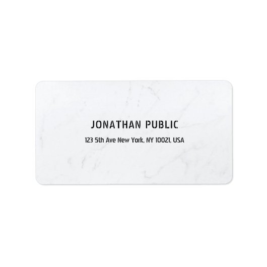 Elegante weiße Marmoradresse Smart Template Adress Adressaufkleber (Vorne)