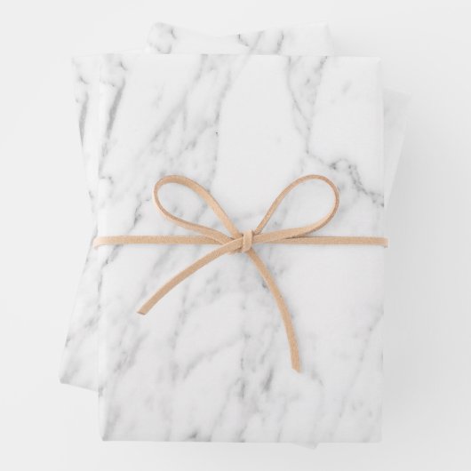 Elegante weiße Marmorplatten Geschenkpapier Set (Beispiel)